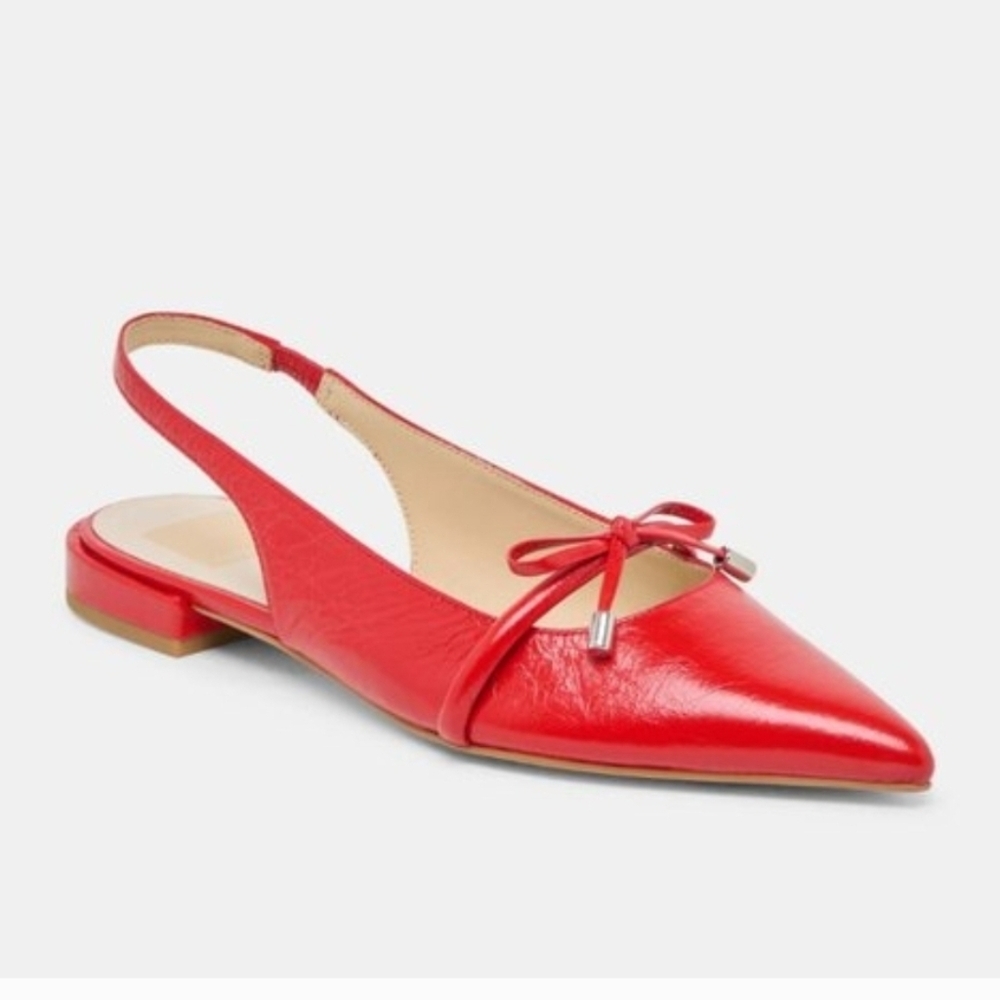 ❤️🔹️Dolce Vita 🔹️Payge Flats Chili Crinkle Patent Slingback - Picture 3 of 9